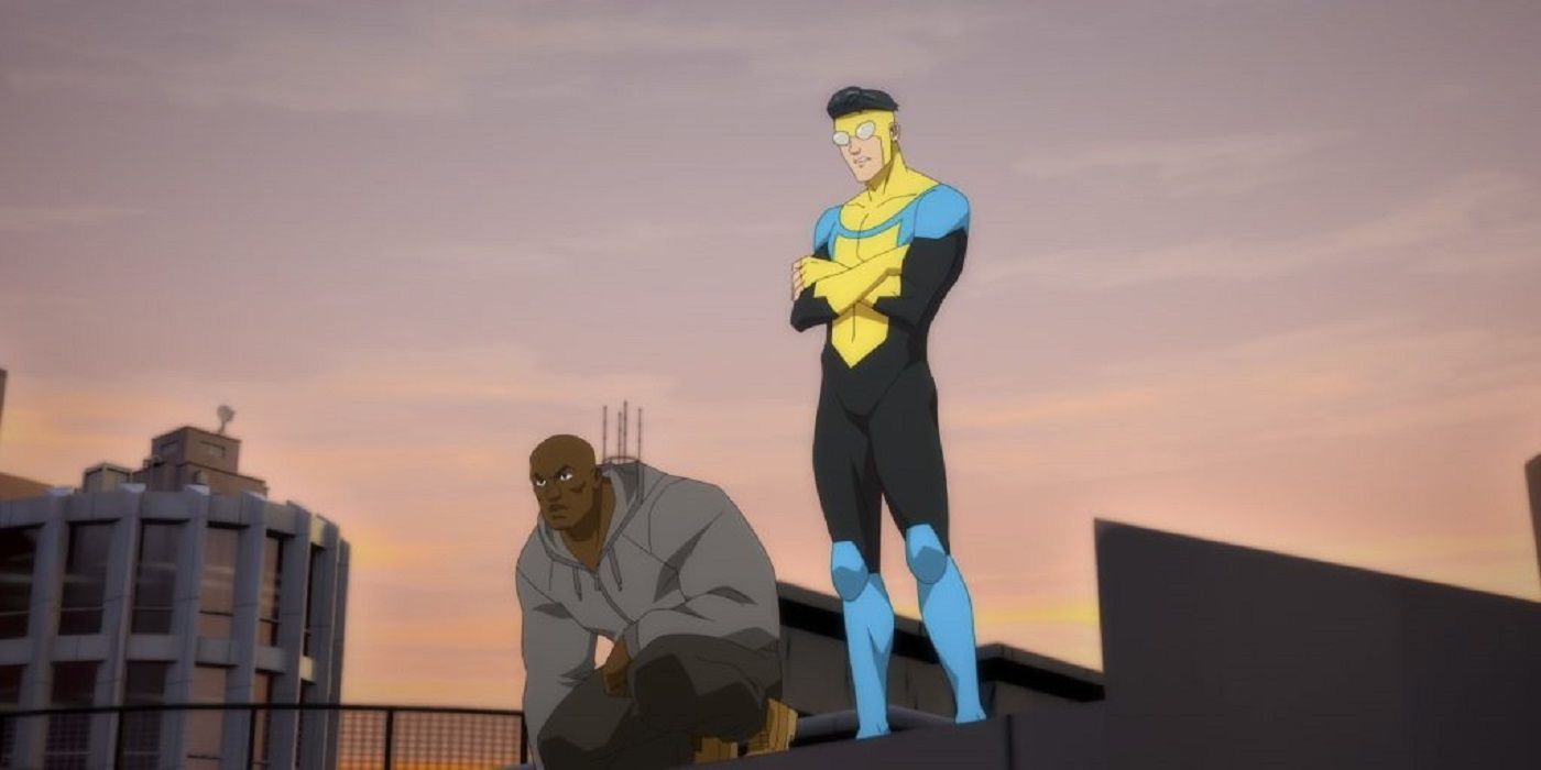 Invincible and Titan stand on a roof