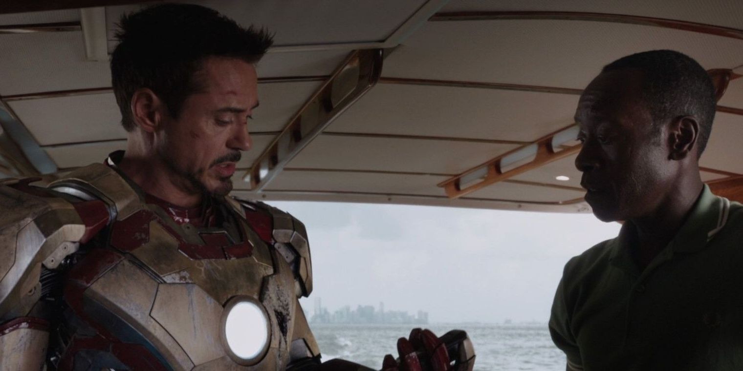 Tony and Rhodey talk about the Iron Man Suit