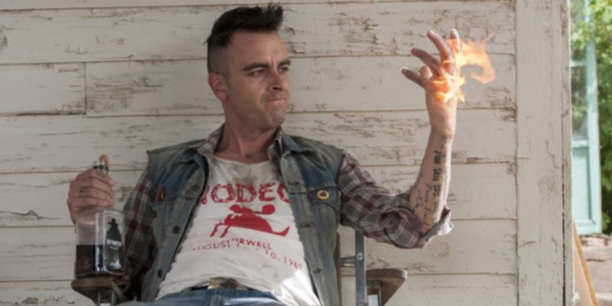 Cassidy (Joe Gilgun) testing the limits of sunlight while his hand bursts into flame
