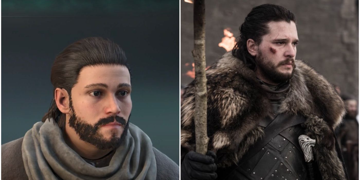 Split image of Jon Snow Demons Souls character customization