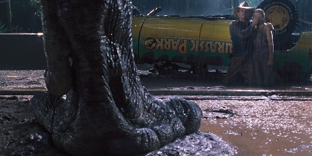 T-Rex's giant foot looms in Jurassic Park
