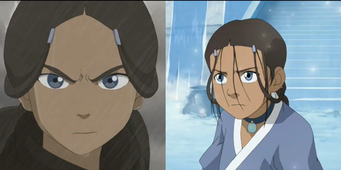 katara determined and defeated from the last airbender