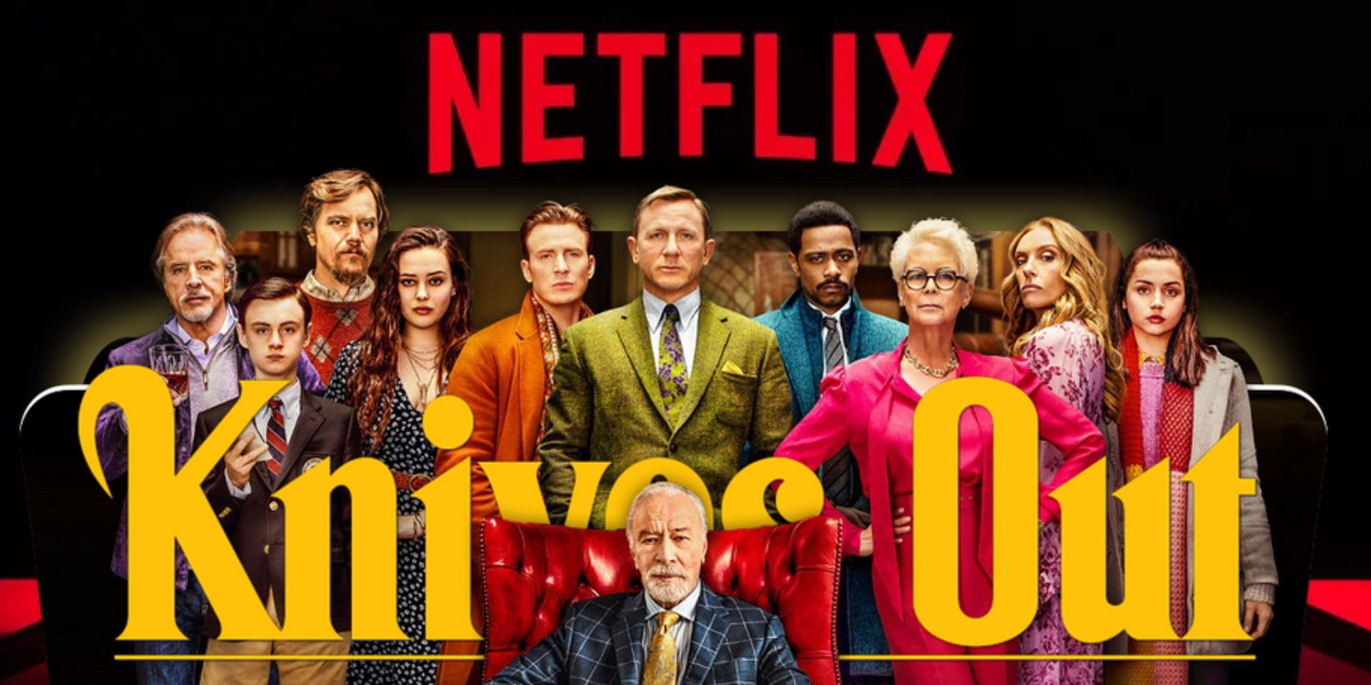 The Netflix logo sits above the Knives Out poster
