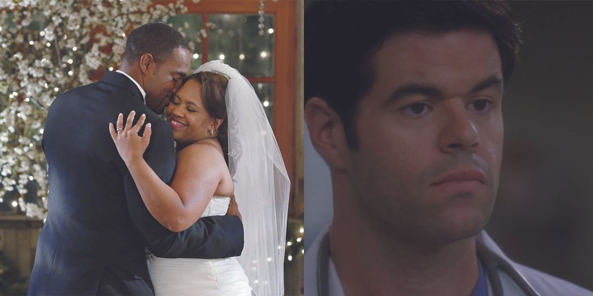 An image of Bailey and Ben dancing at their wedding in Grey&rsquo;s Anatomy. The other is an image of Charles Percy, the intern that died