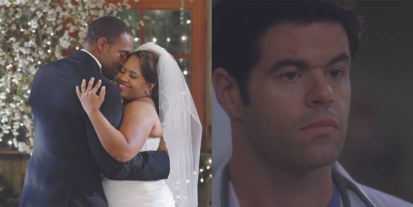 An image of Bailey and Ben dancing at their wedding in Grey's Anatomy. The other is an image of Charles Percy, the intern that died
