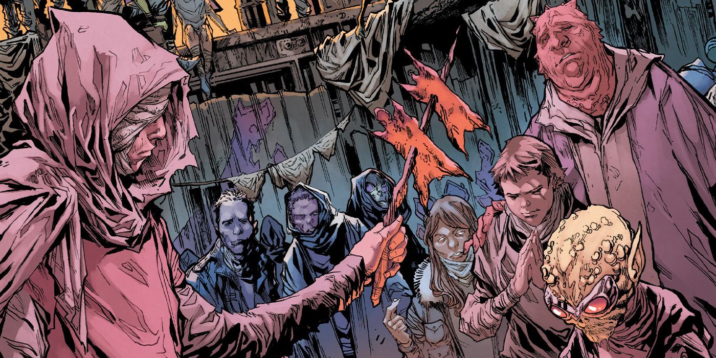 The Morlocks stand in solemn prayer in Marvel Comics.