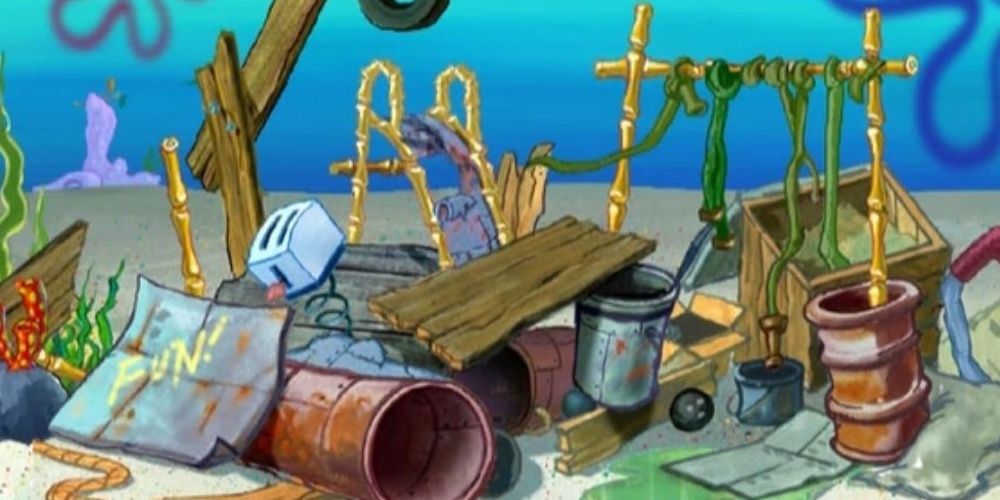 Mr. Krabs builds a playground out of junk