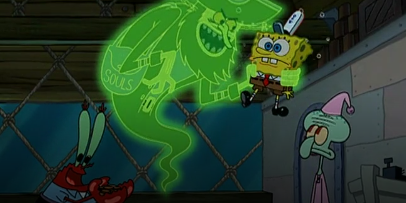 Mr. Krabs sells SpongeBob's soul to the Flying Dutchman for 62 cents 