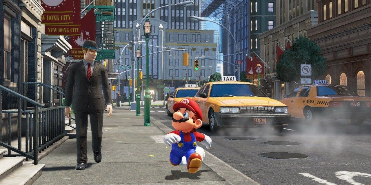Mario running in the Metro Kingdom