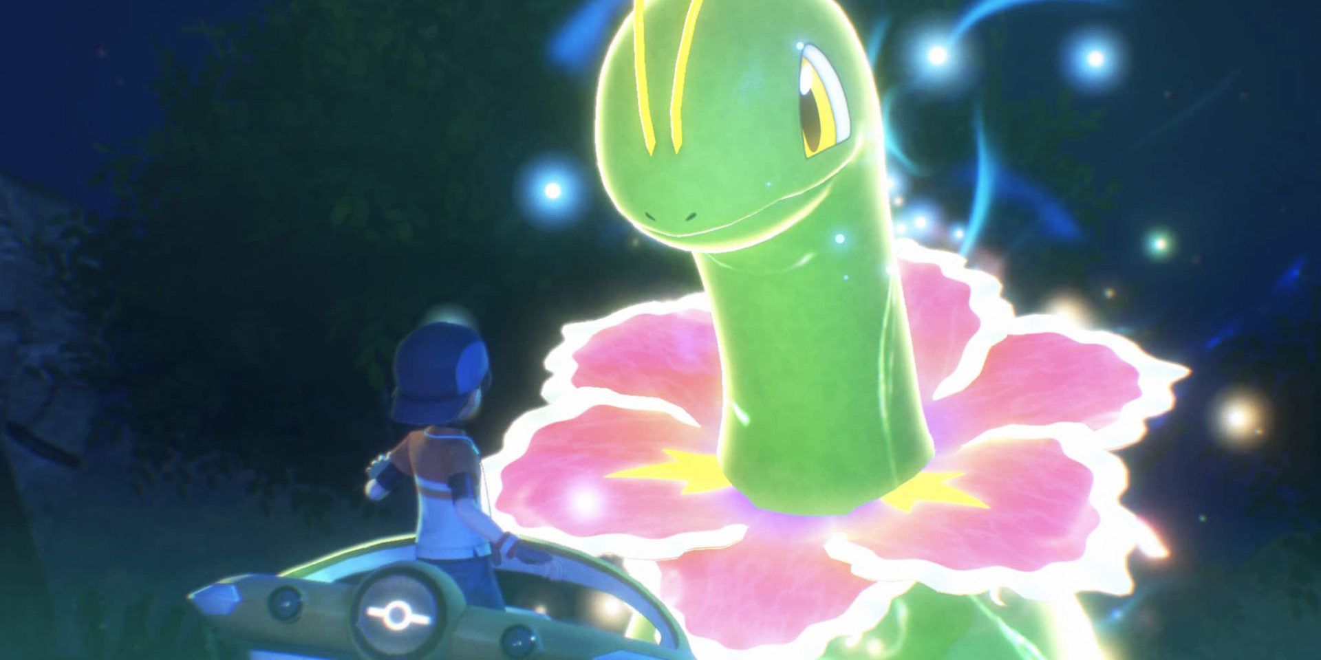 A Meganium glowing in Pokémon Snap