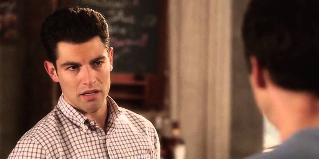 Schmidt reacting angrily at Nick's cookie gift