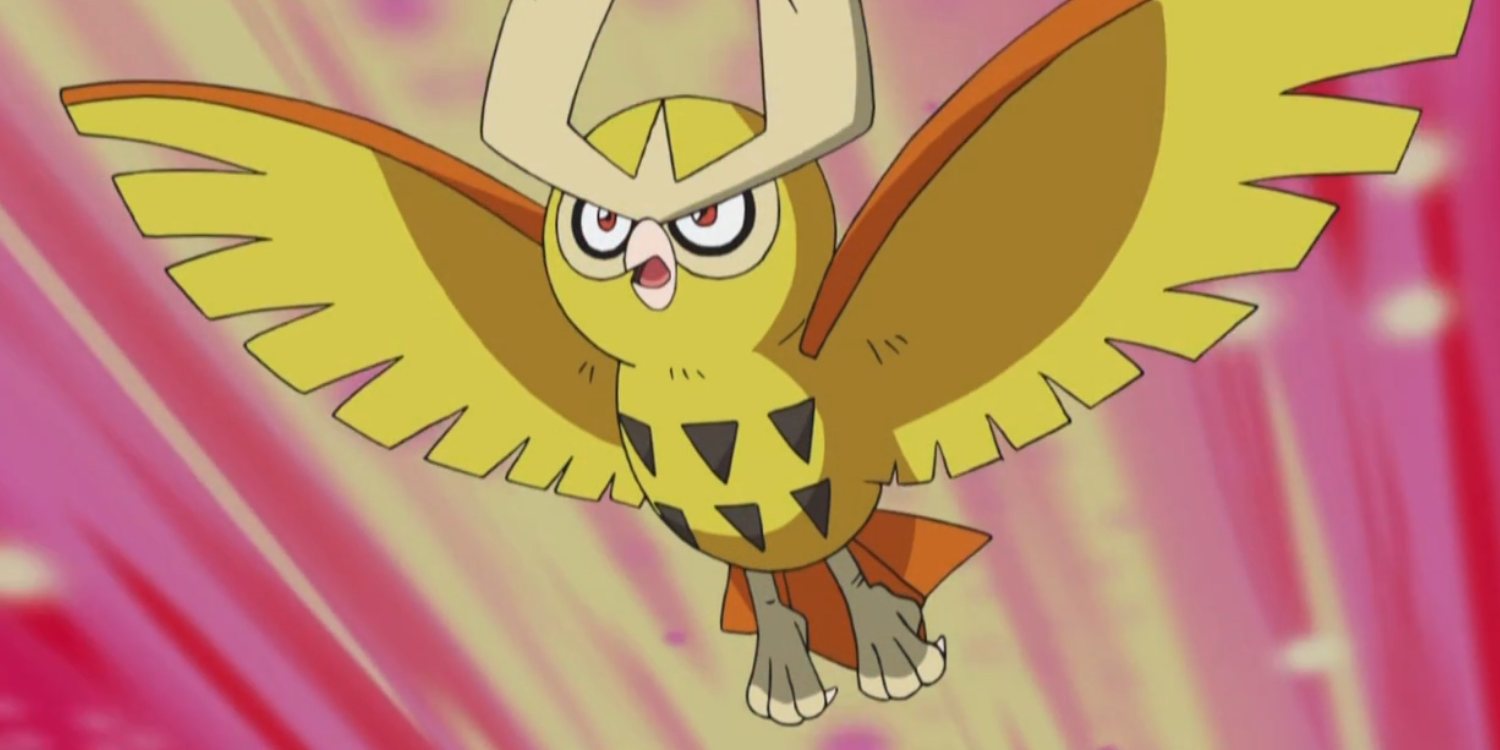 Noctowl flying in the Pokémon animated series