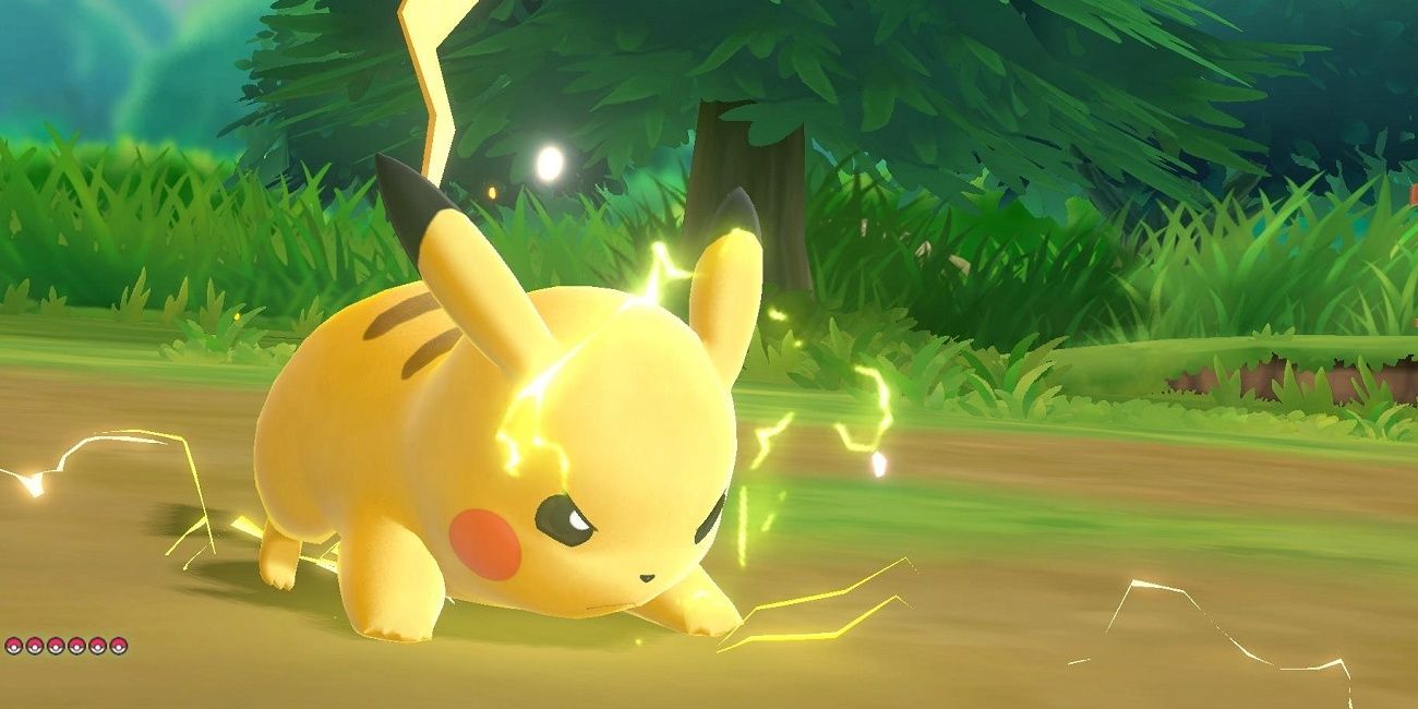 Pikachu preparing to strike in Pokemon video game