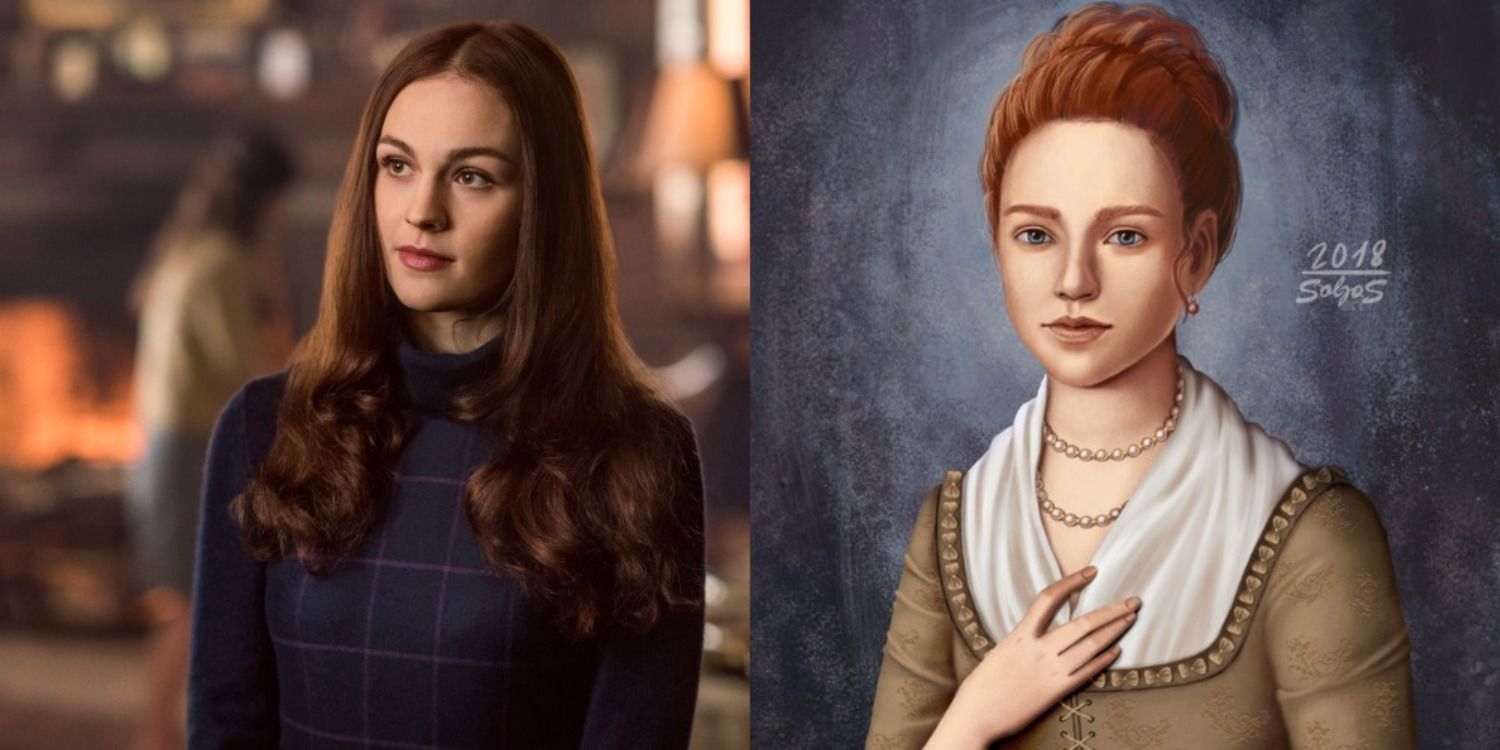 Sophie Skelton as Brianna on the show and a fan's interpretation