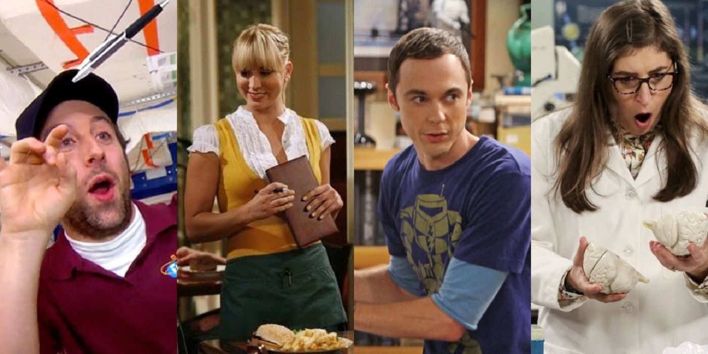Collage of images from The Big Bang Theory with main cast.