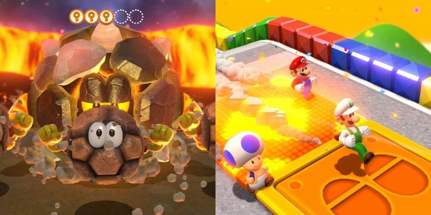 The bosses in Boss Blitz/A Mont Must Dash race in Super Mario 3D World