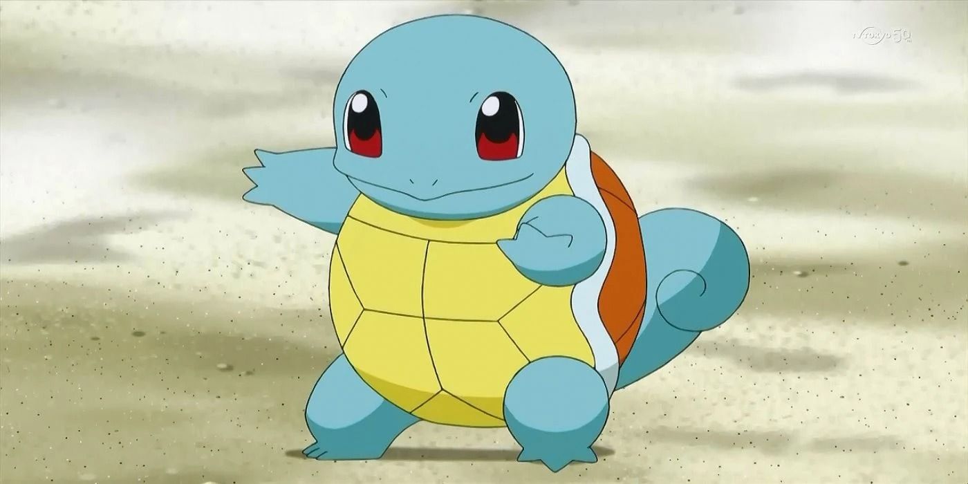 Squirtle looks as if he wants to hug someone in the Pokémon series