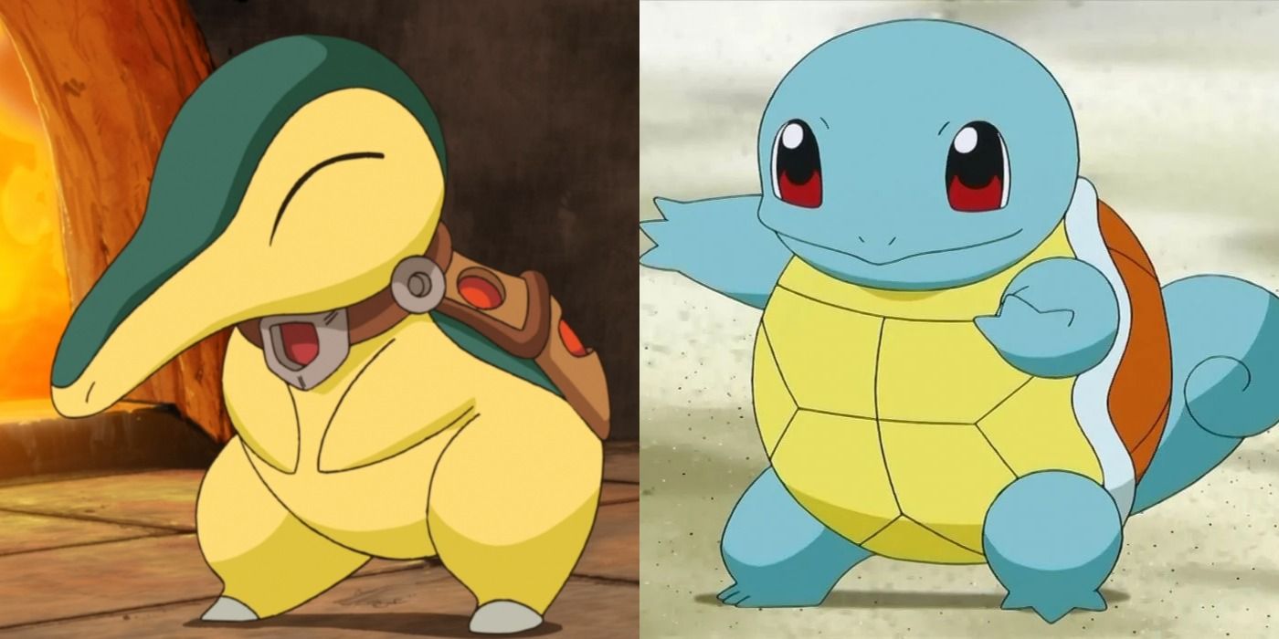 Split image of Cyndaquil and Squirtle from the Pokemon series