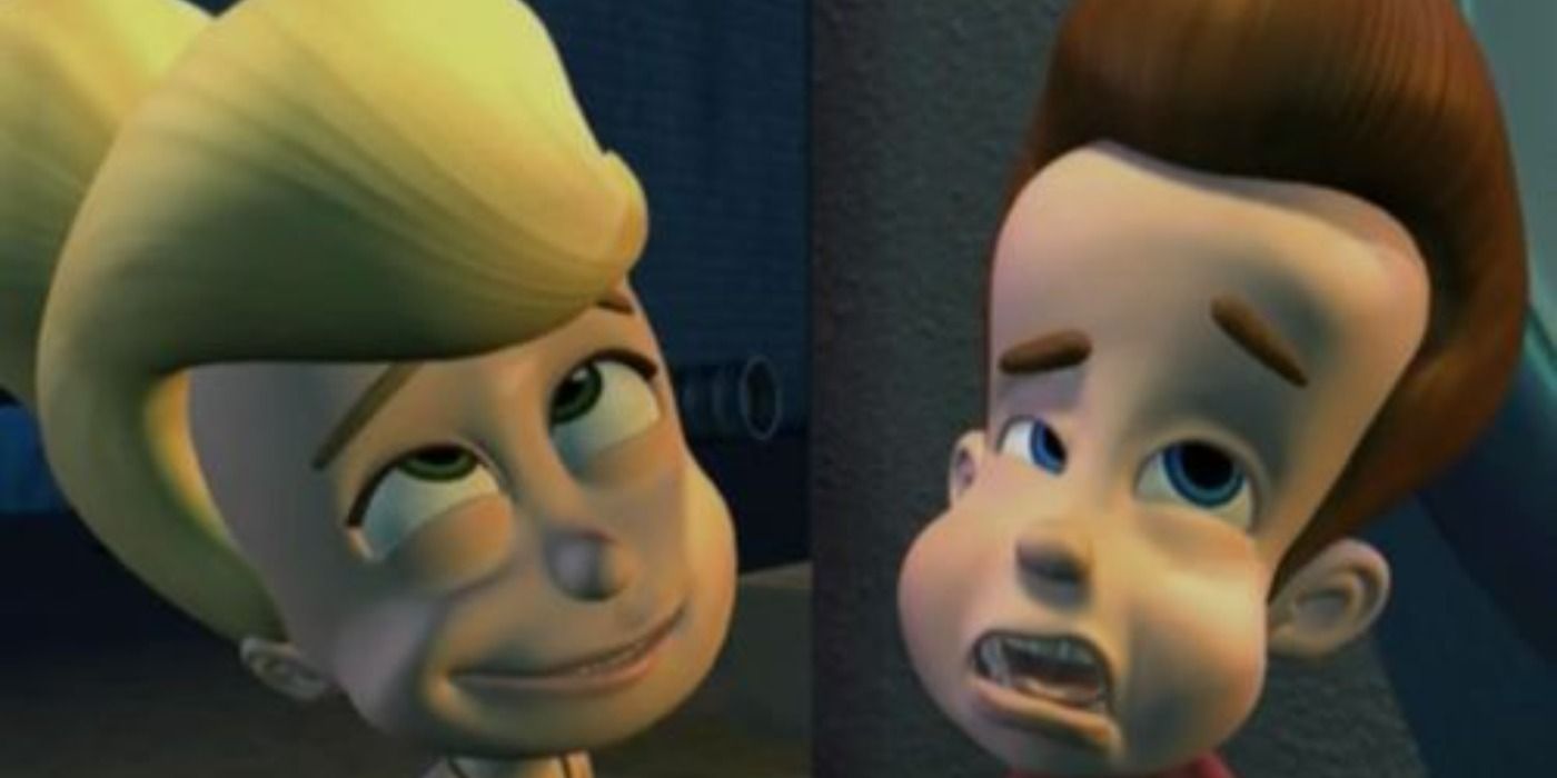 Cindy daydreaming and Jimmy looking annoyed in Jimmy Neutron
