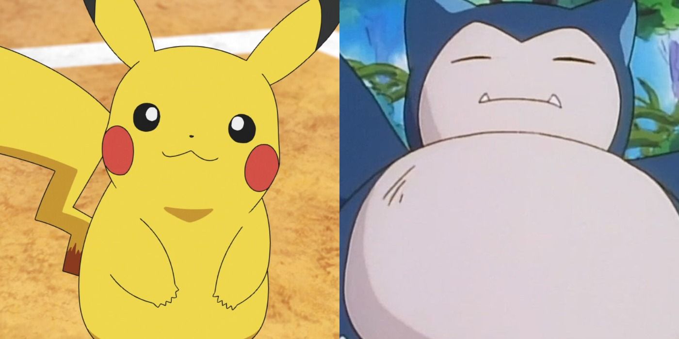 Pikachu and Snorlax from the Pokemon series