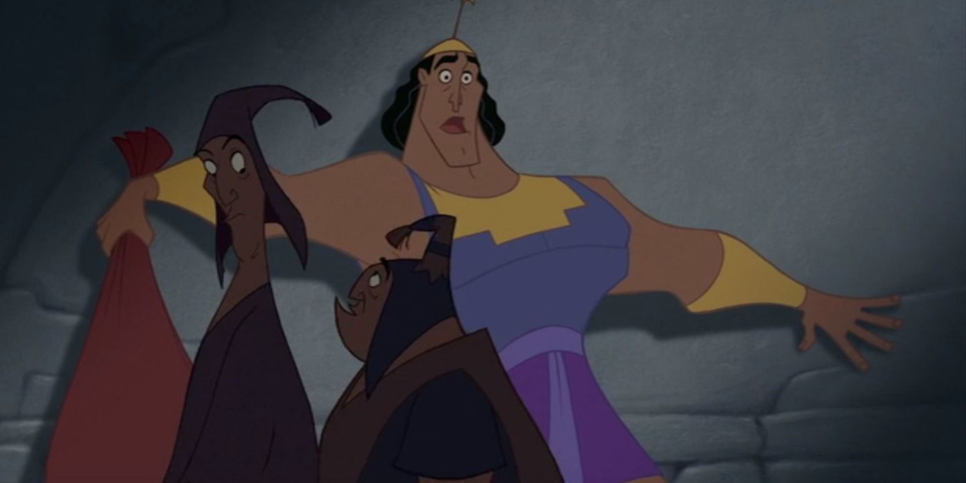 Kronk against the wall in The Emperor's New Groove