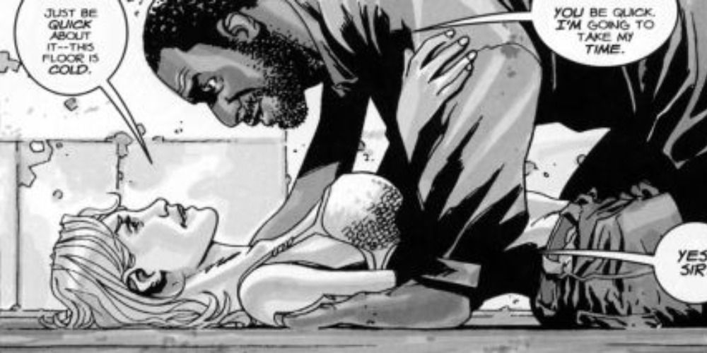 carol and tyreese have a romantic moment in the walking dead comics