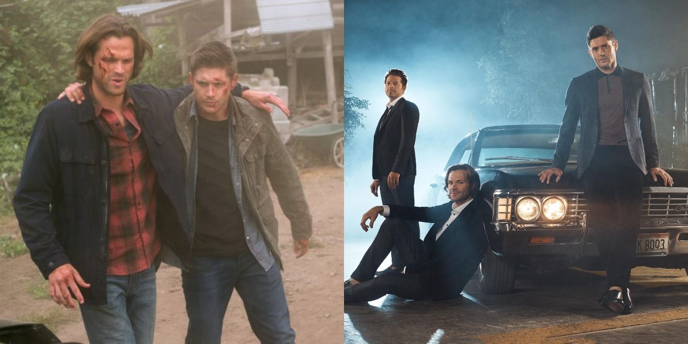 Jensen and Jared in Supernatural set misha impala