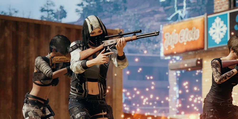 Soldiers fire rifles in PlayerUnknowns Battlegrounds