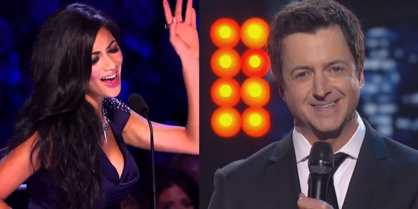 Split image of Nicole Scherzinger from The X Factor and Brian Dunkleman from American Idol