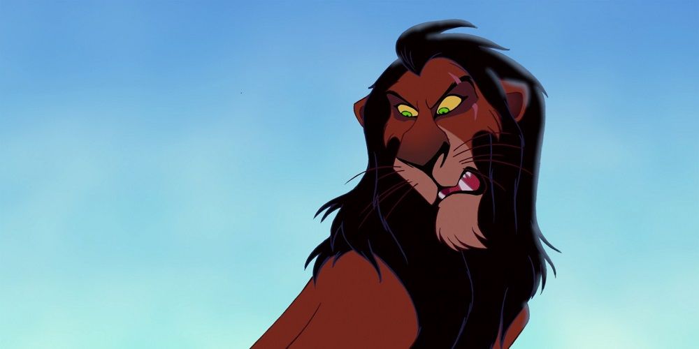 Scar looks over his shoulder in The Lion King
