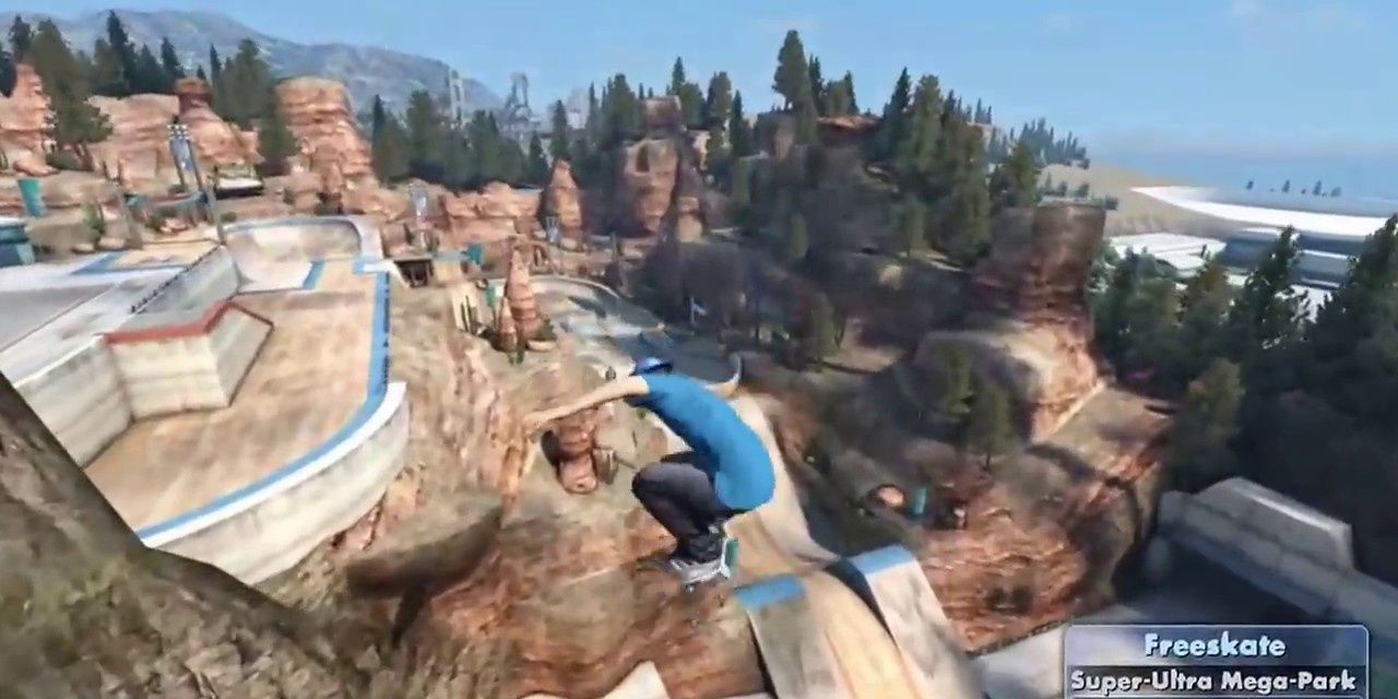 Player skates up a ramp in Skate 3