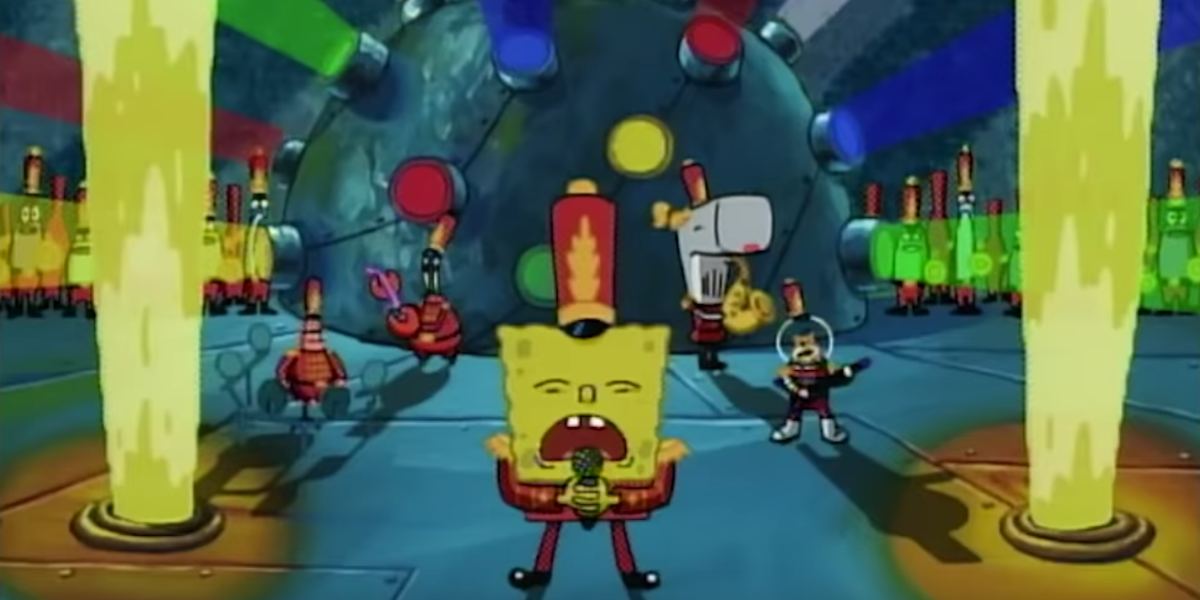 SpongeBob singing at the Bubble Bowl