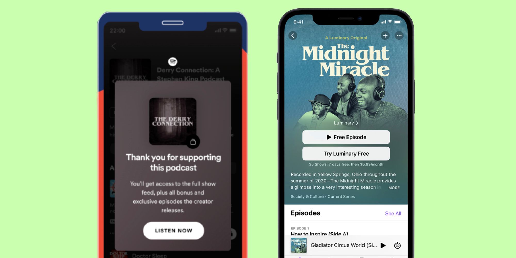 Paid podcasts subscriptions on Spotify and Apple Podcasts