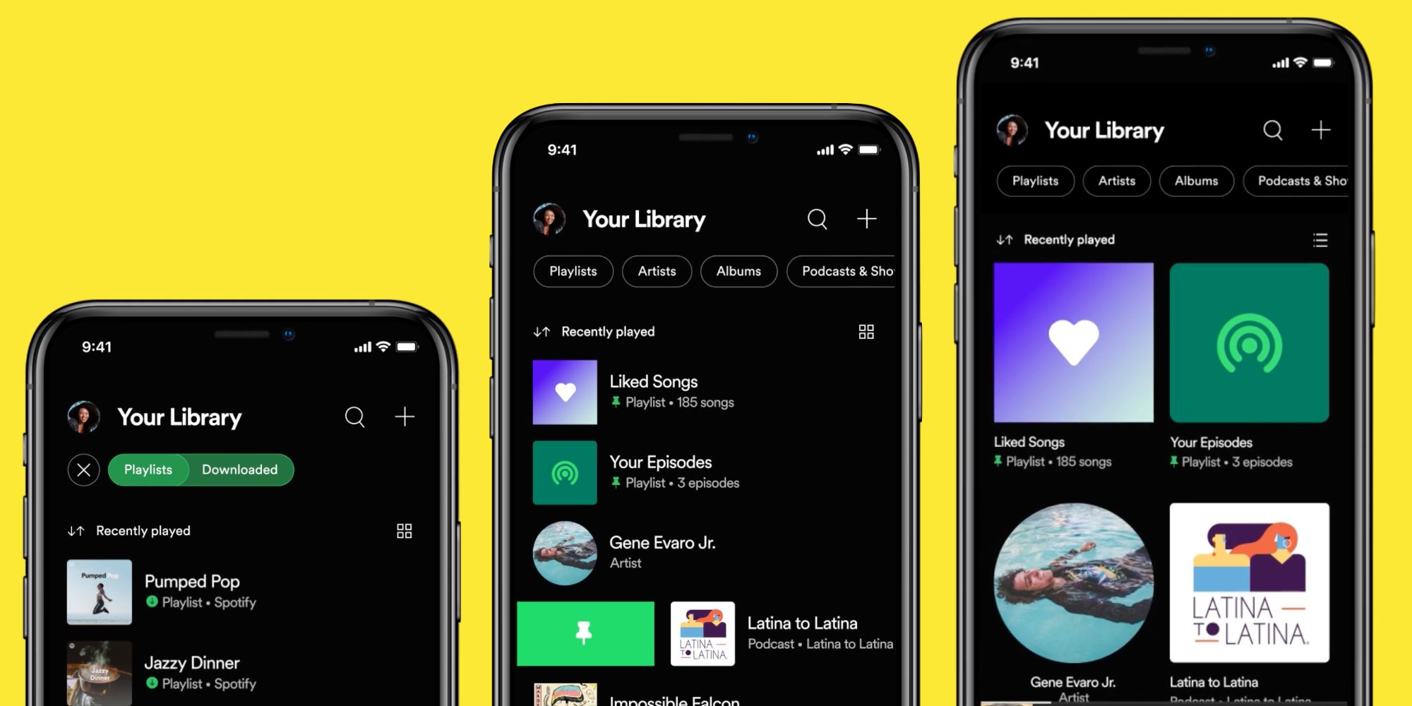 New features in the Spotify Your Library update announced in April 2021