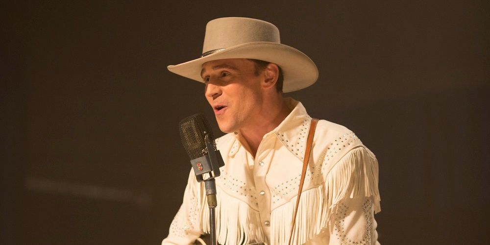 Hank Williams performs on stage in I Saw The Light