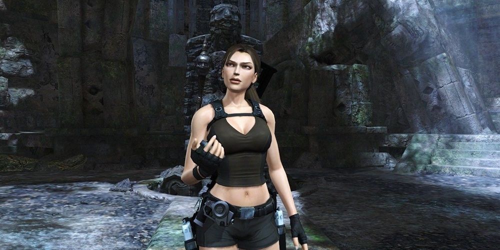 Lara inside the crypt in Tomb Raider: Underworld