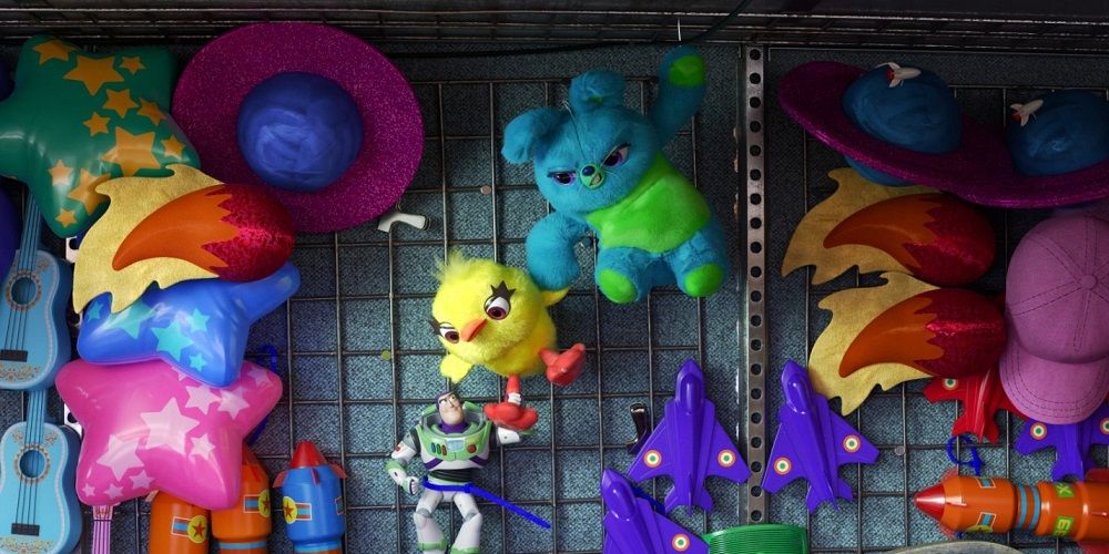 Buzz Lightyear on prize wall in Toy Story 4