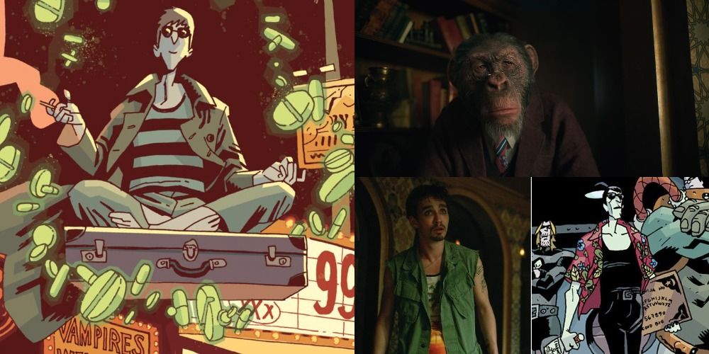 Split images of Klaus and Pogo of The Umbrella Academy