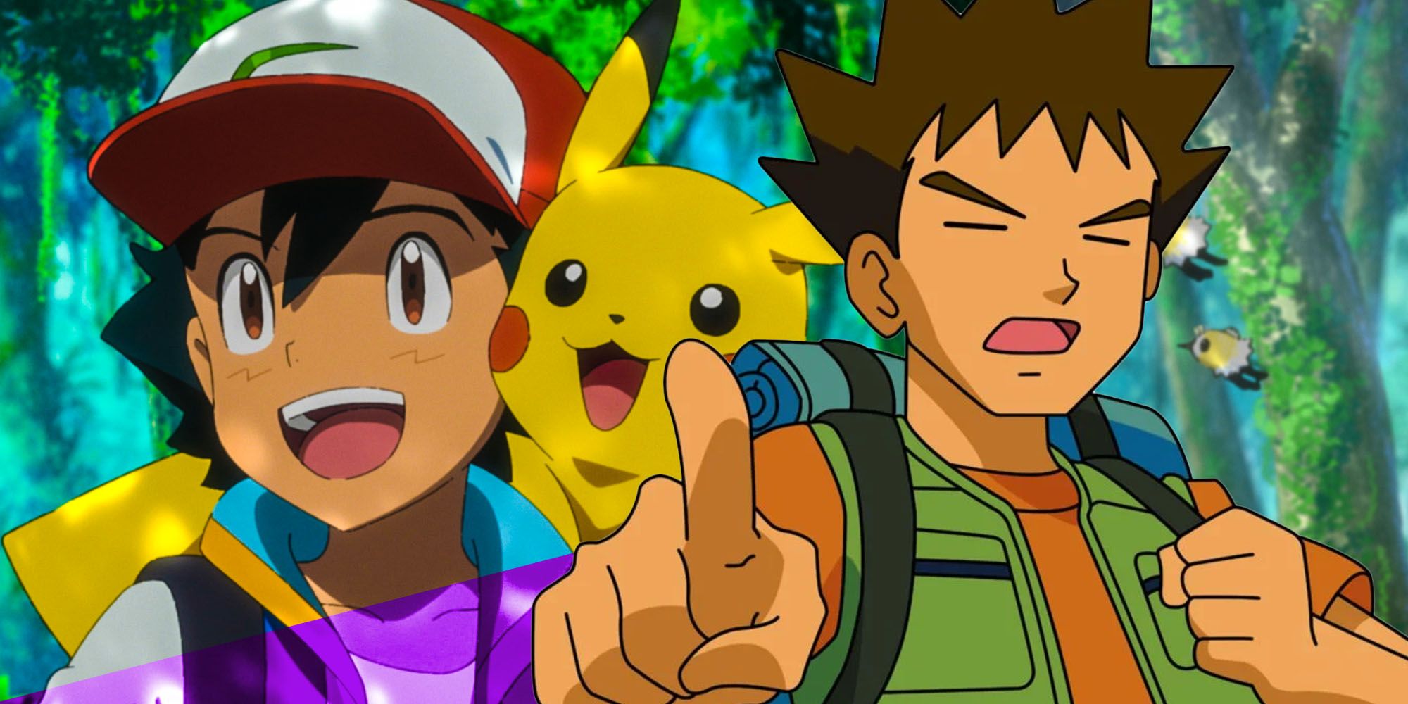 Brock and Ash with Pikachu in Pokemon