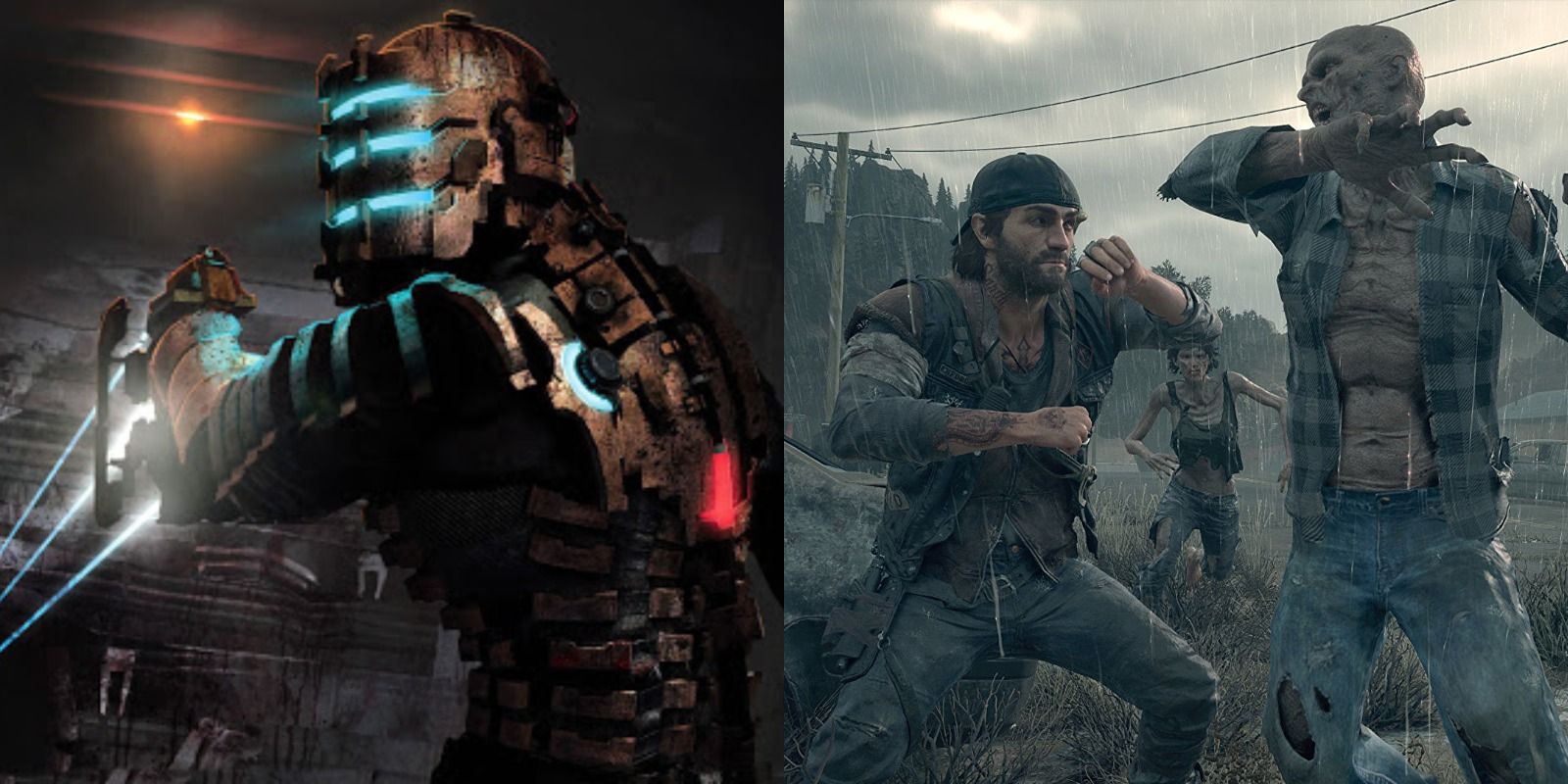 Split image of zombie video game screenshots