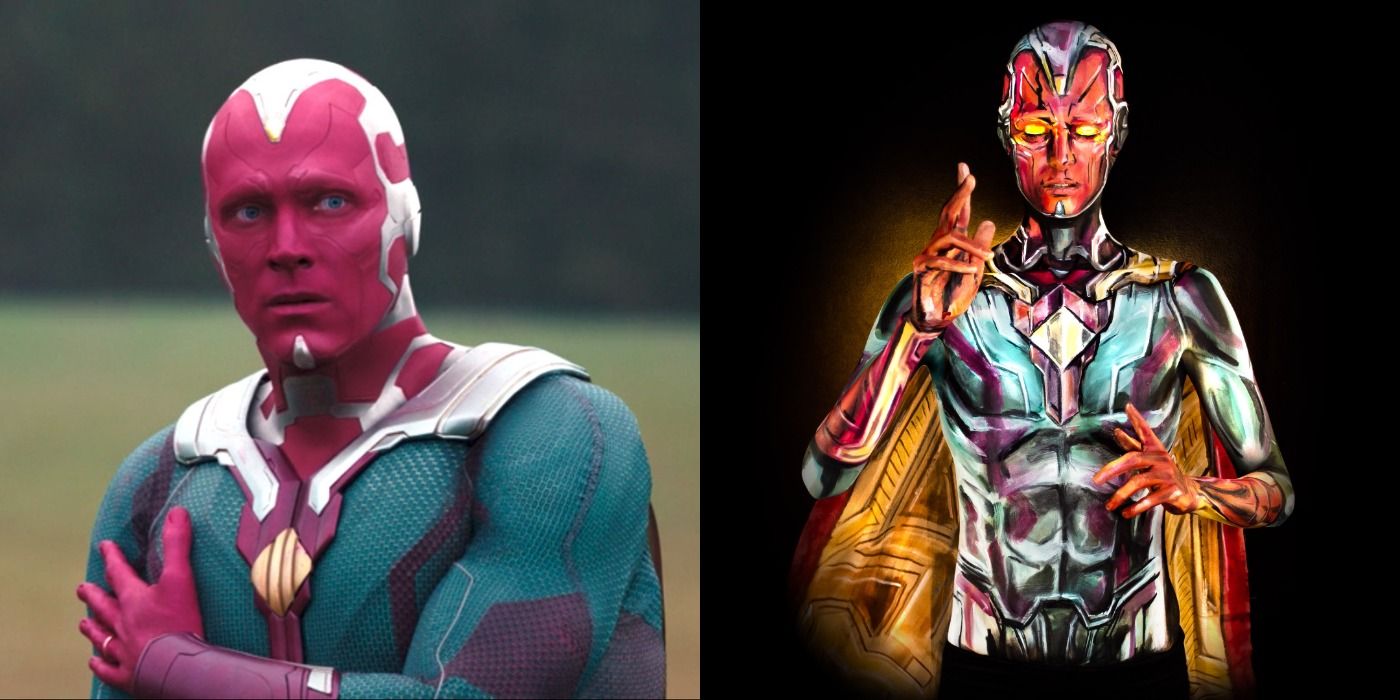 MCU's Vision and a cosplay from a fan montage
