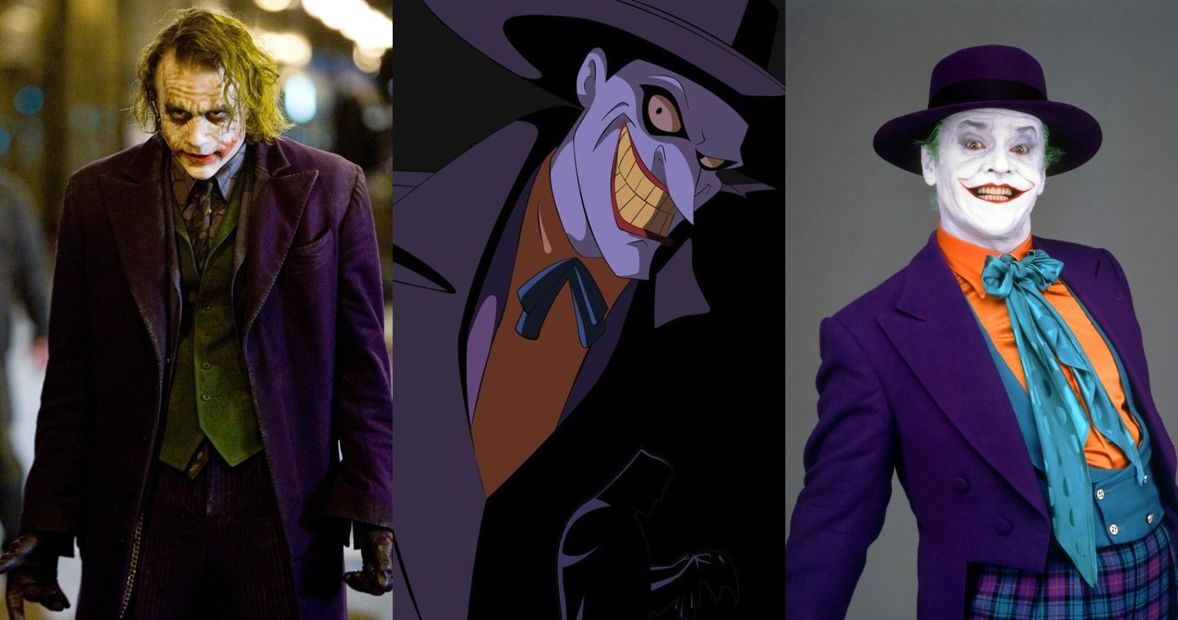 Heath Ledger's Joker, Mark Hamill Joker art by Loicm26, and Jack Nicholson's Joker
