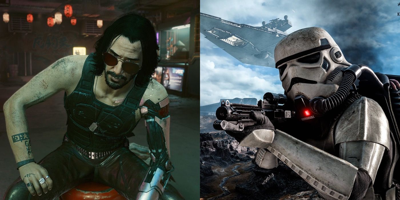 Split image of Johnny in Cyberpunk 2077 and a Stormtrooper in Star Wars Battlefront 2