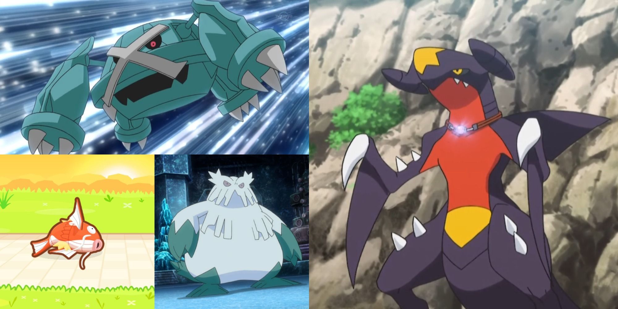 Collage of weakest and most powerful Pokemon