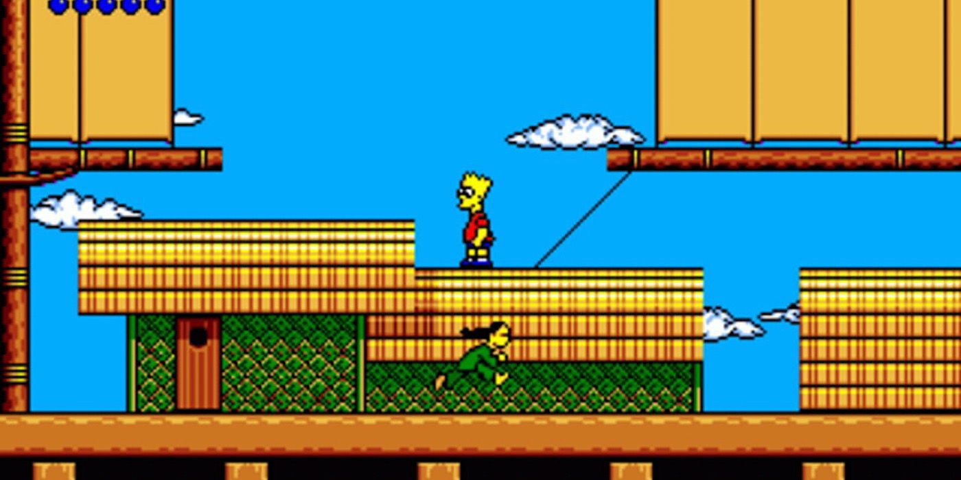 Bart climbs up a boat in Bart vs. The World
