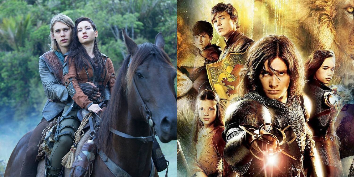 A split image of Wil and Eretria in Shannara Chronicles and the film poster for Prince Caspian