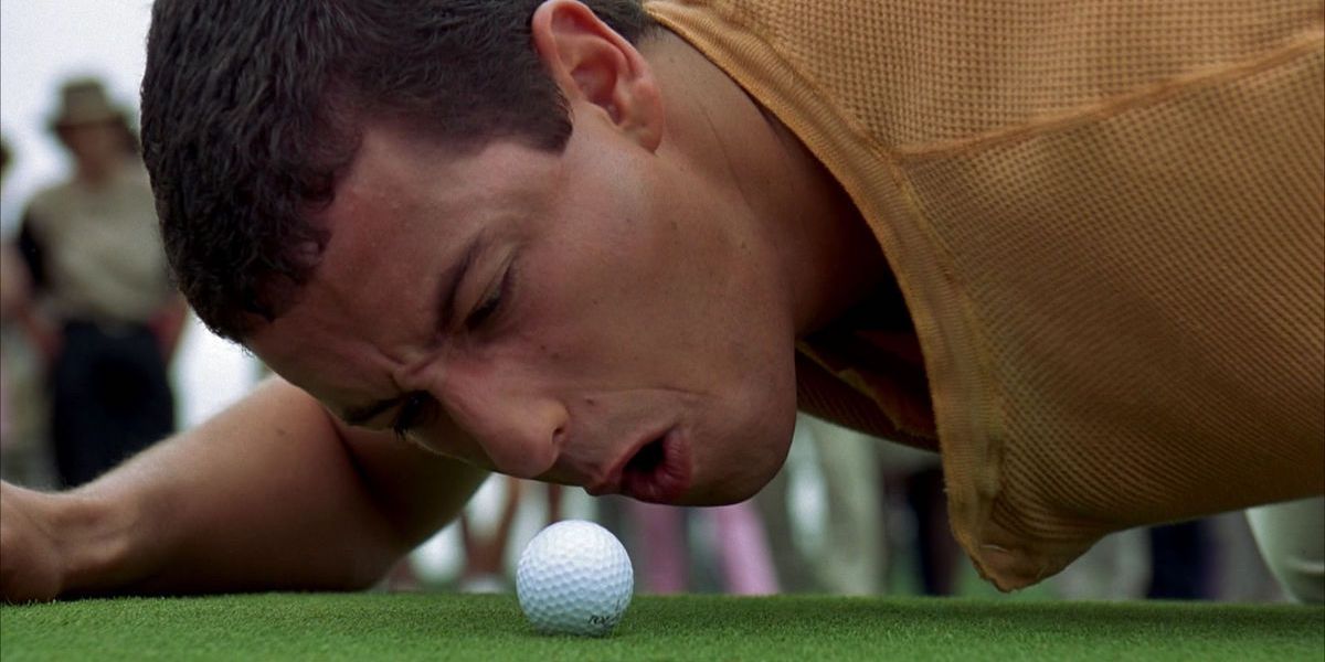 Adam Sandler yelling at golf ball in Happy Gilmore