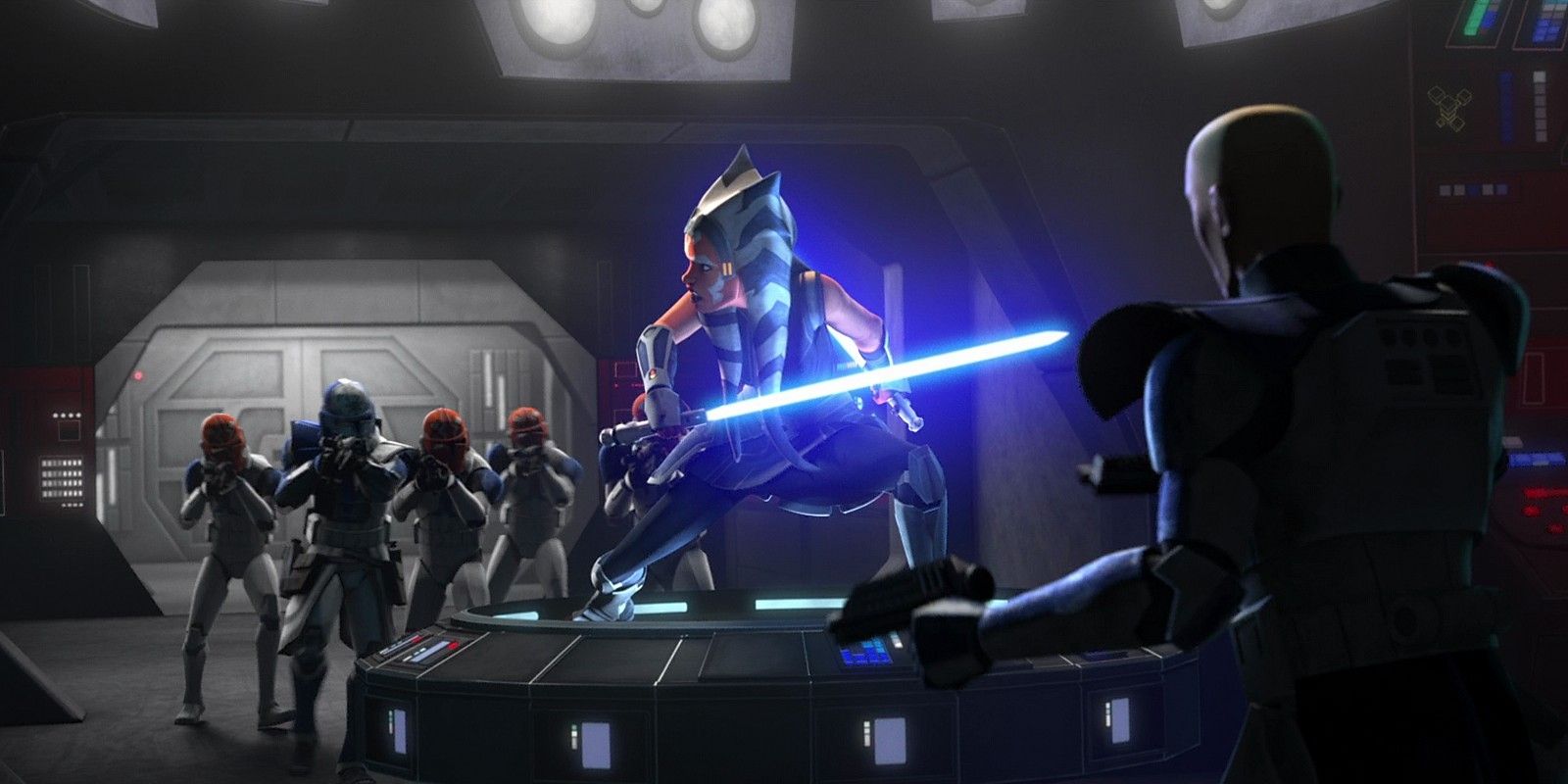 Ahsoka vs Rex em Star Wars Clone Wars enquanto a Ordem 66 é promulgada