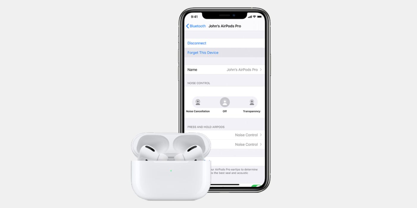 AirPods in charging case and setup screen in iPhone setting