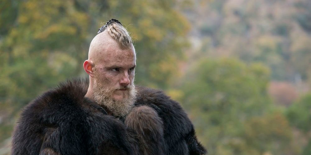 Bjorn in fur and mohawk in Vikings
